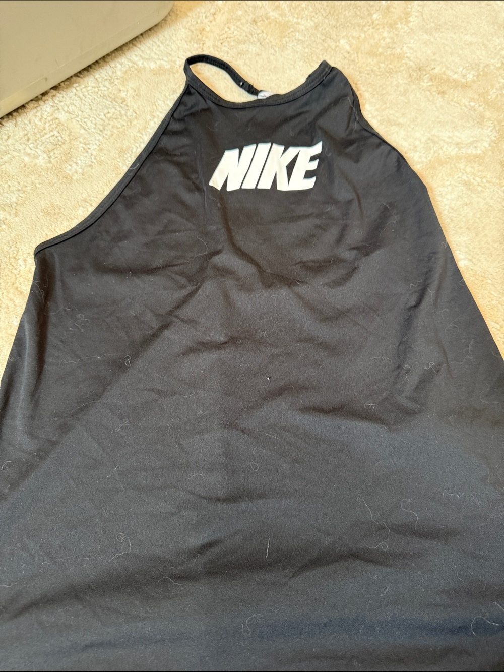 Nike Black Racerback Tank with White Logo